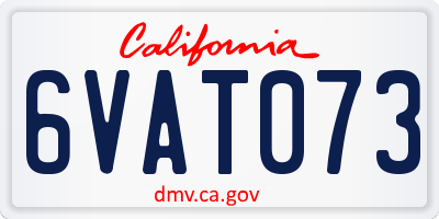 CA license plate 6VAT073