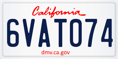 CA license plate 6VAT074