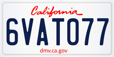 CA license plate 6VAT077
