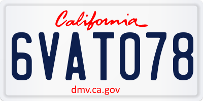 CA license plate 6VAT078