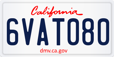CA license plate 6VAT080