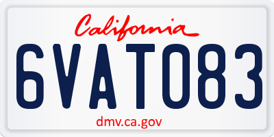 CA license plate 6VAT083