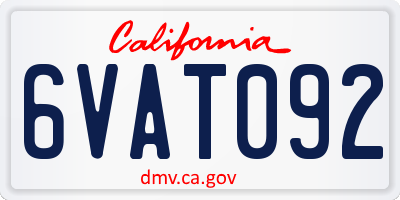 CA license plate 6VAT092