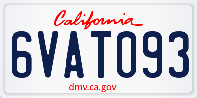 CA license plate 6VAT093