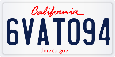 CA license plate 6VAT094