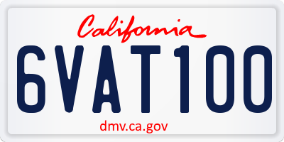 CA license plate 6VAT100
