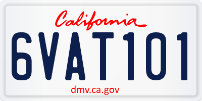 CA license plate 6VAT101