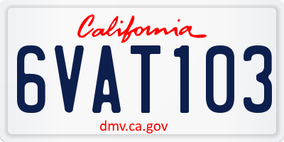 CA license plate 6VAT103