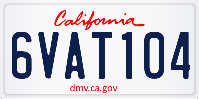 CA license plate 6VAT104