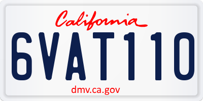 CA license plate 6VAT110