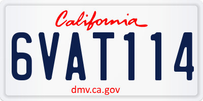 CA license plate 6VAT114