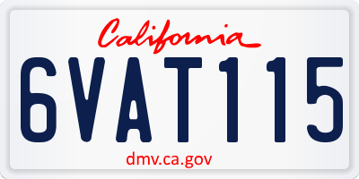 CA license plate 6VAT115