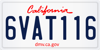 CA license plate 6VAT116