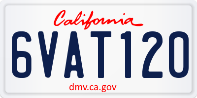 CA license plate 6VAT120