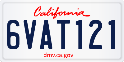 CA license plate 6VAT121