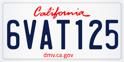 CA license plate 6VAT125