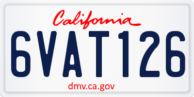 CA license plate 6VAT126