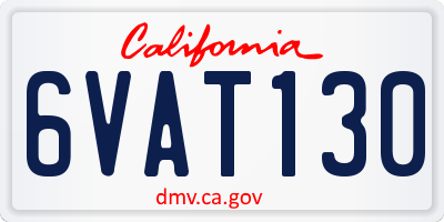 CA license plate 6VAT130