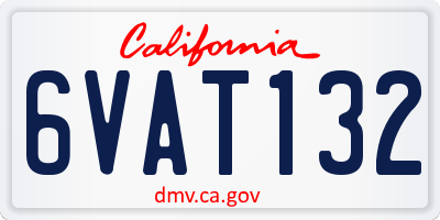 CA license plate 6VAT132