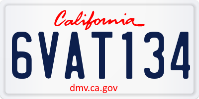 CA license plate 6VAT134
