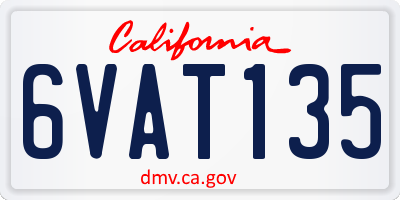 CA license plate 6VAT135