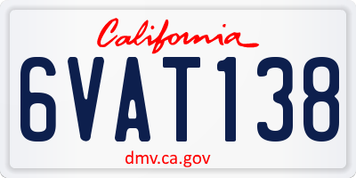 CA license plate 6VAT138