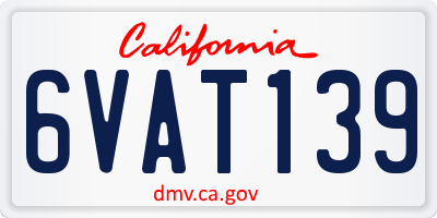 CA license plate 6VAT139