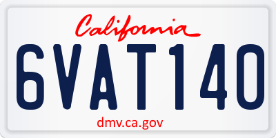 CA license plate 6VAT140
