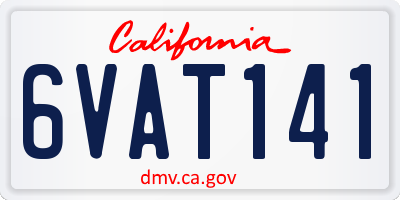 CA license plate 6VAT141