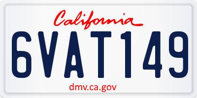 CA license plate 6VAT149