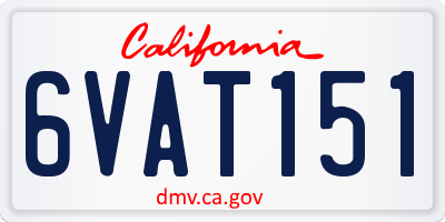 CA license plate 6VAT151