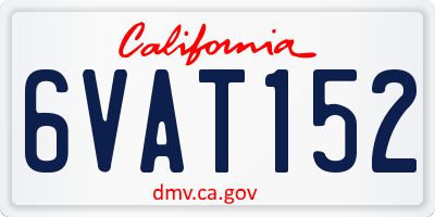CA license plate 6VAT152