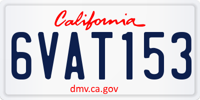 CA license plate 6VAT153
