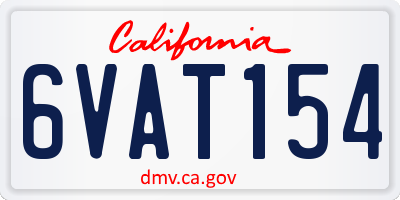 CA license plate 6VAT154