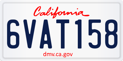 CA license plate 6VAT158