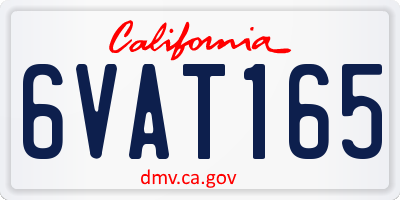 CA license plate 6VAT165
