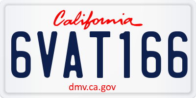 CA license plate 6VAT166