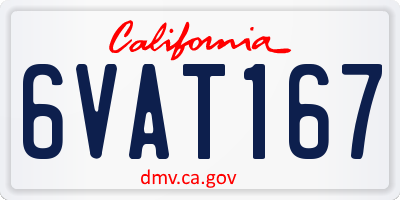 CA license plate 6VAT167