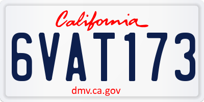 CA license plate 6VAT173