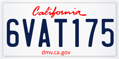 CA license plate 6VAT175
