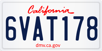 CA license plate 6VAT178