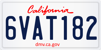 CA license plate 6VAT182