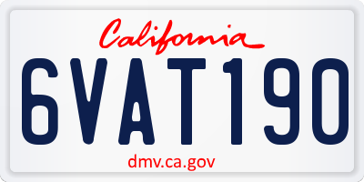 CA license plate 6VAT190