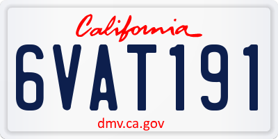 CA license plate 6VAT191