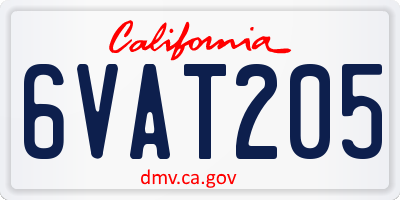 CA license plate 6VAT205