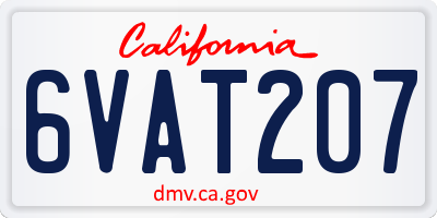 CA license plate 6VAT207