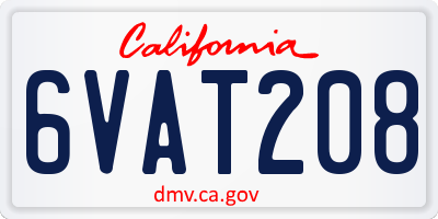 CA license plate 6VAT208