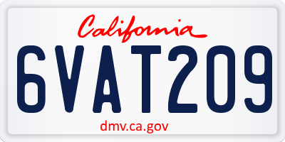 CA license plate 6VAT209