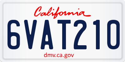 CA license plate 6VAT210