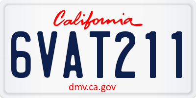 CA license plate 6VAT211